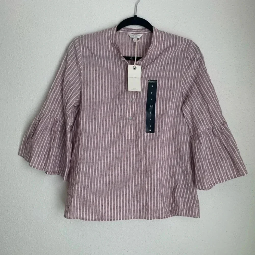 Lucky Brand bell sleeve striped blouse S New With Tags